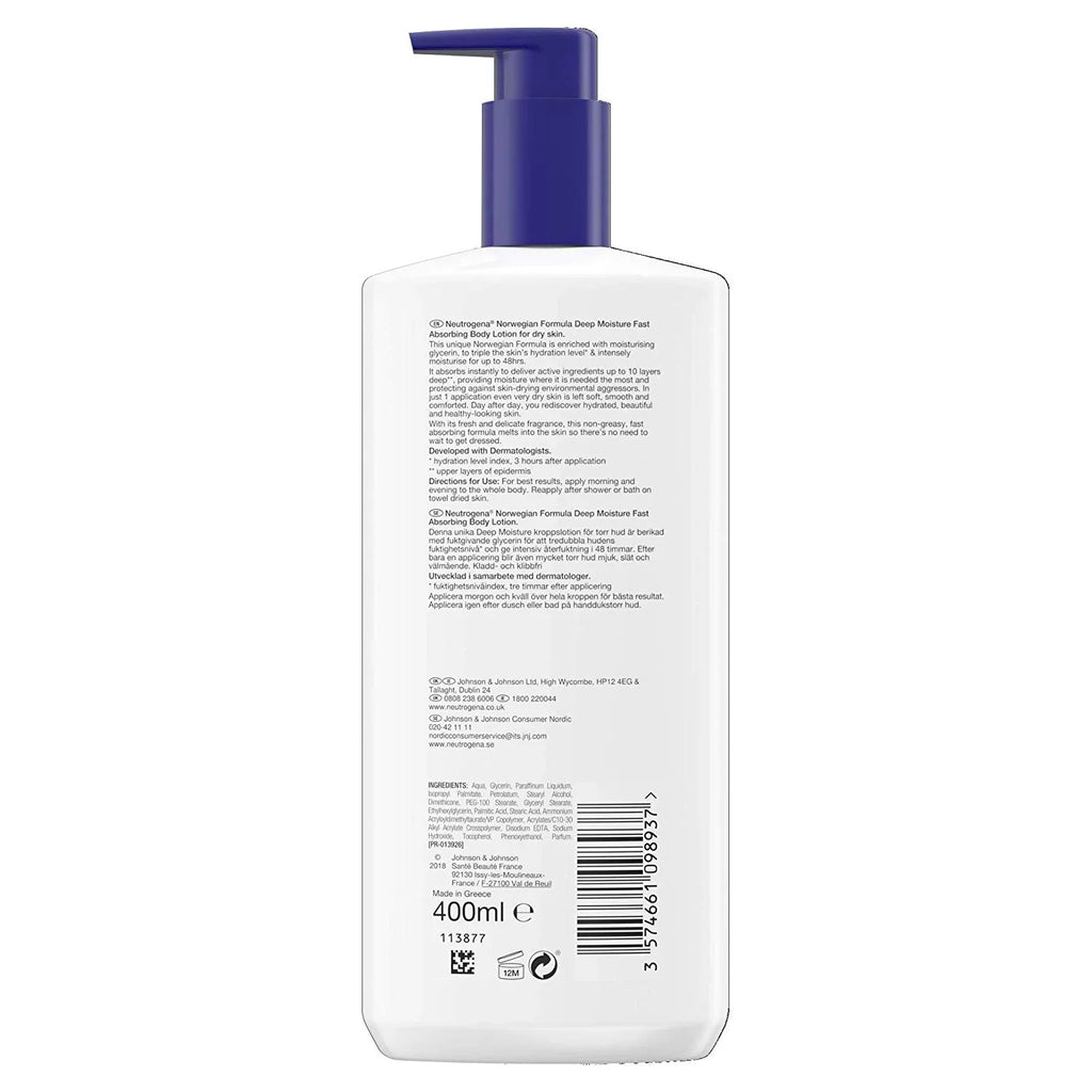 neutrogena norwegian - lotion body skin deep (400ml) dry moisturiser formula