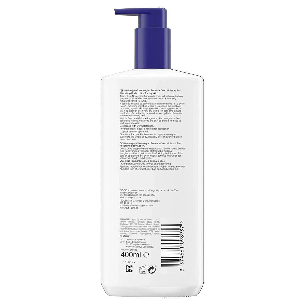 neutrogena norwegian - lotion body skin deep (400ml) dry moisturiser formula