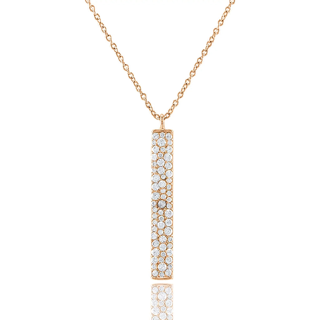 Pendant Necklace Cubic Zirconia for Bar Plated Box Blue Vertical Women, Gold Teens Inc Rose Accented Boutique