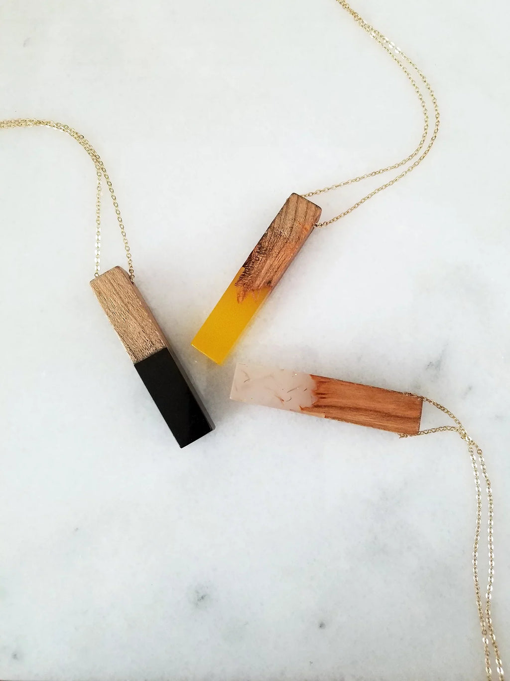 Resin Box Vertical Inc Boutique Yellow Women for Wood Wooden Blue Necklace Bar | Gift Anniversary Pendant
