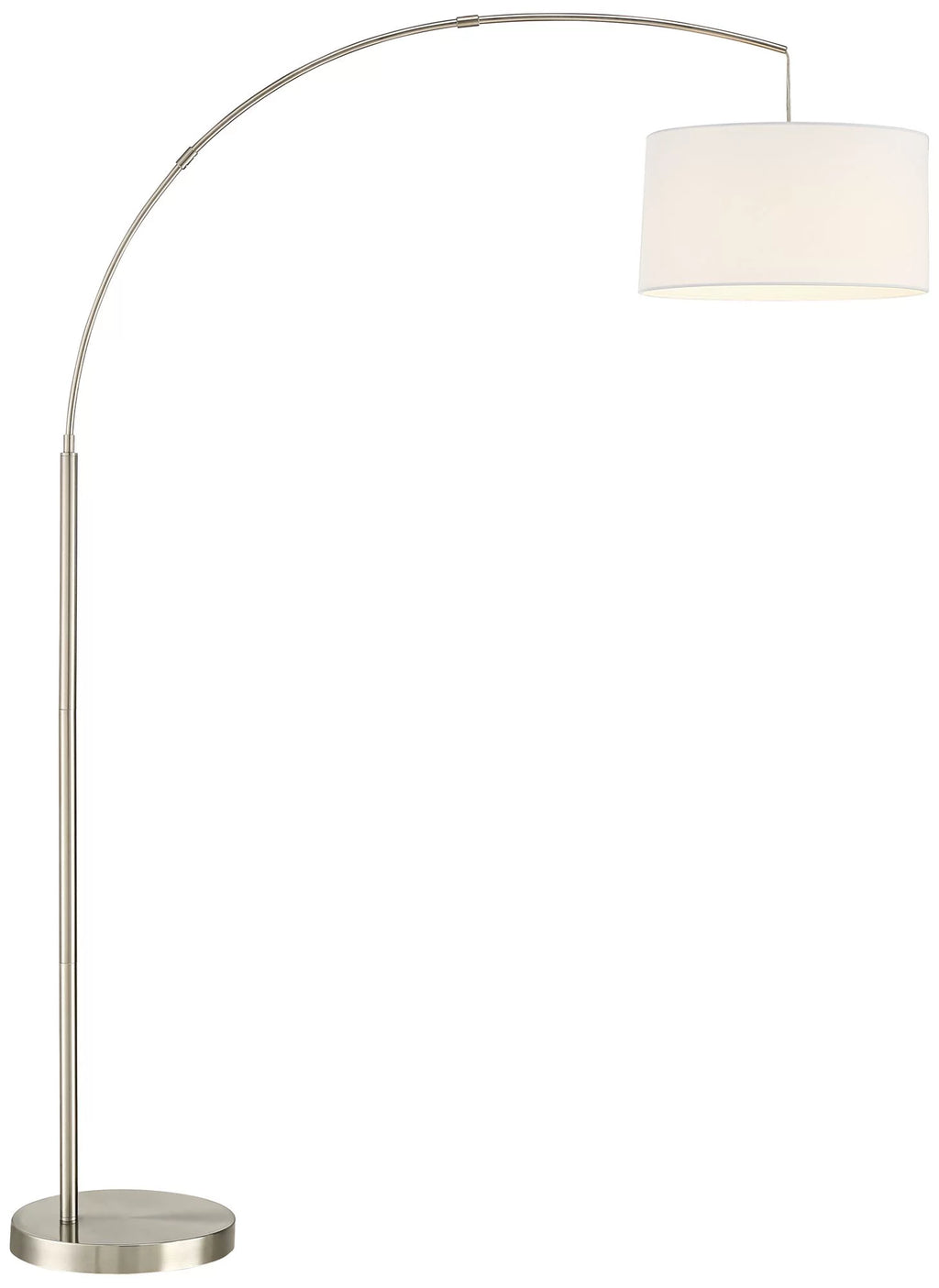 72" Charging with Modern Floor Lamp Room Reading for House White Port Lighting Drum Arc Tall 360 Living Nickel Shade Brushed USB