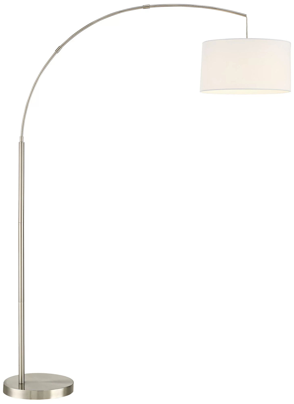 72" Charging with Modern Floor Lamp Room Reading for House White Port Lighting Drum Arc Tall 360 Living Nickel Shade Brushed USB