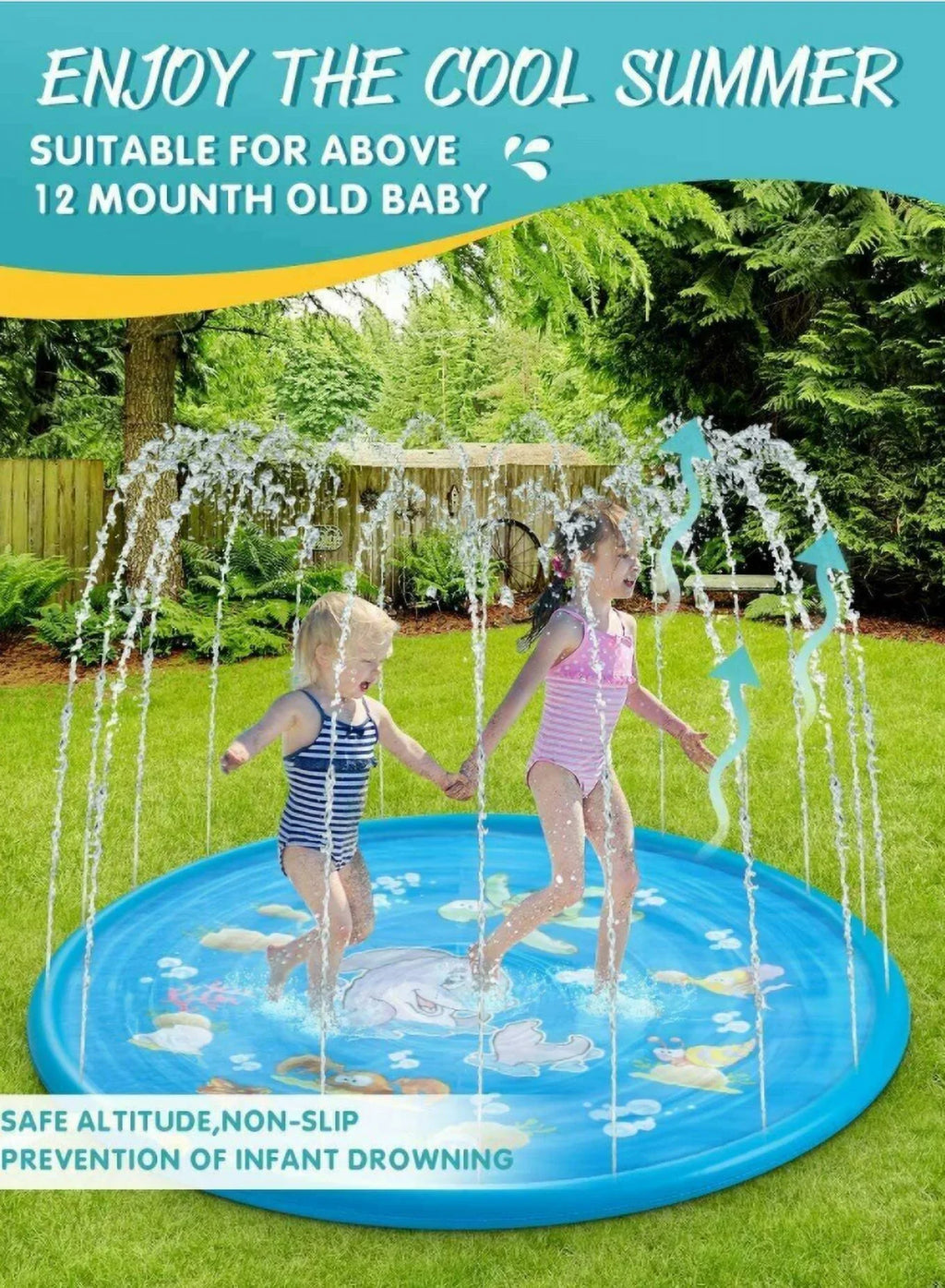 Mat Summer Sprinkler liquid Kids Play Inflatable Game 68" Splash exterior Pad