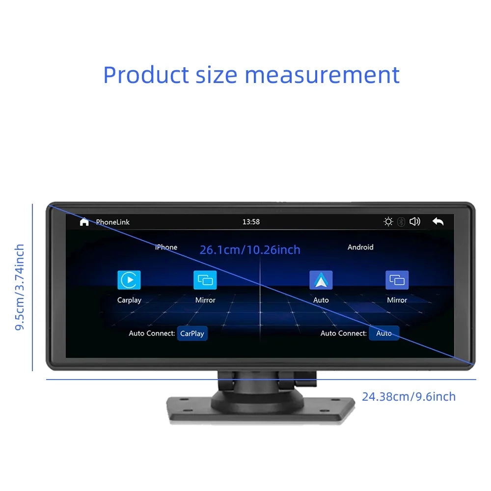 Stereo Synchronization/Rear Player with Stereo,Newest Car Bluetooth Unit Touch Screen with Car Navigation Carplay&Android 9.3 Auto Portable Transmitter,AUX, Bluetooth/FM FM Inch TF Wireless Camera