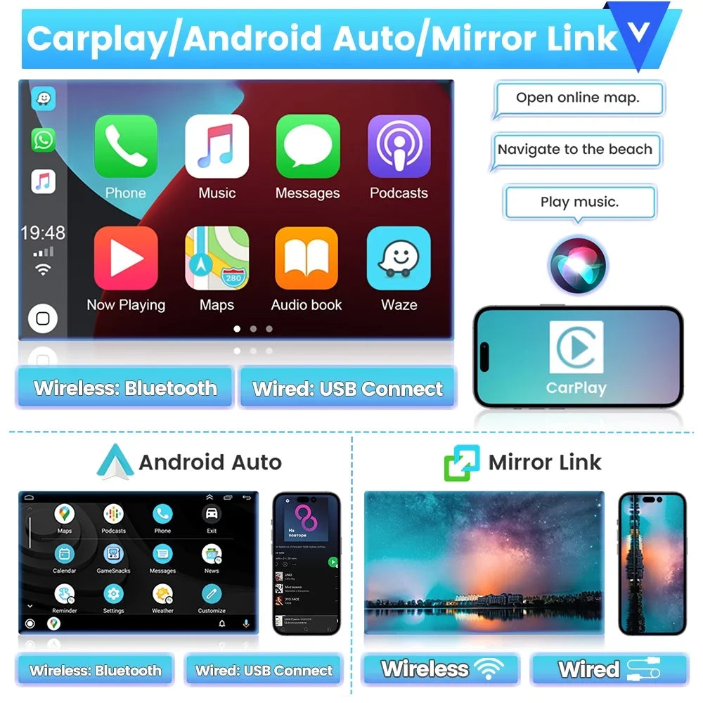Stereo Camera Backup WIFI Android Hifi, Auto 13 Touchscreen Podofo Tribu FM Escape/ Wireless Kuga/Mazda Radio Carplay Car Android 2007-2012 2+64G AHD Bluetooth Mirror GPS 9'' for Link