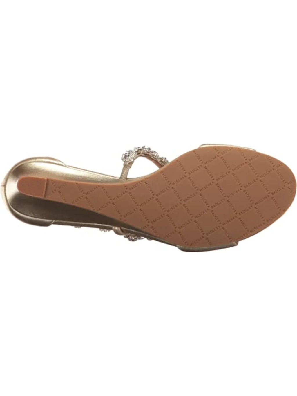 Embellished MISCHKA Womens Terry 9 Buckle Wedge Strap Ankle BADGLEY Leather Sandals Gold outfit
