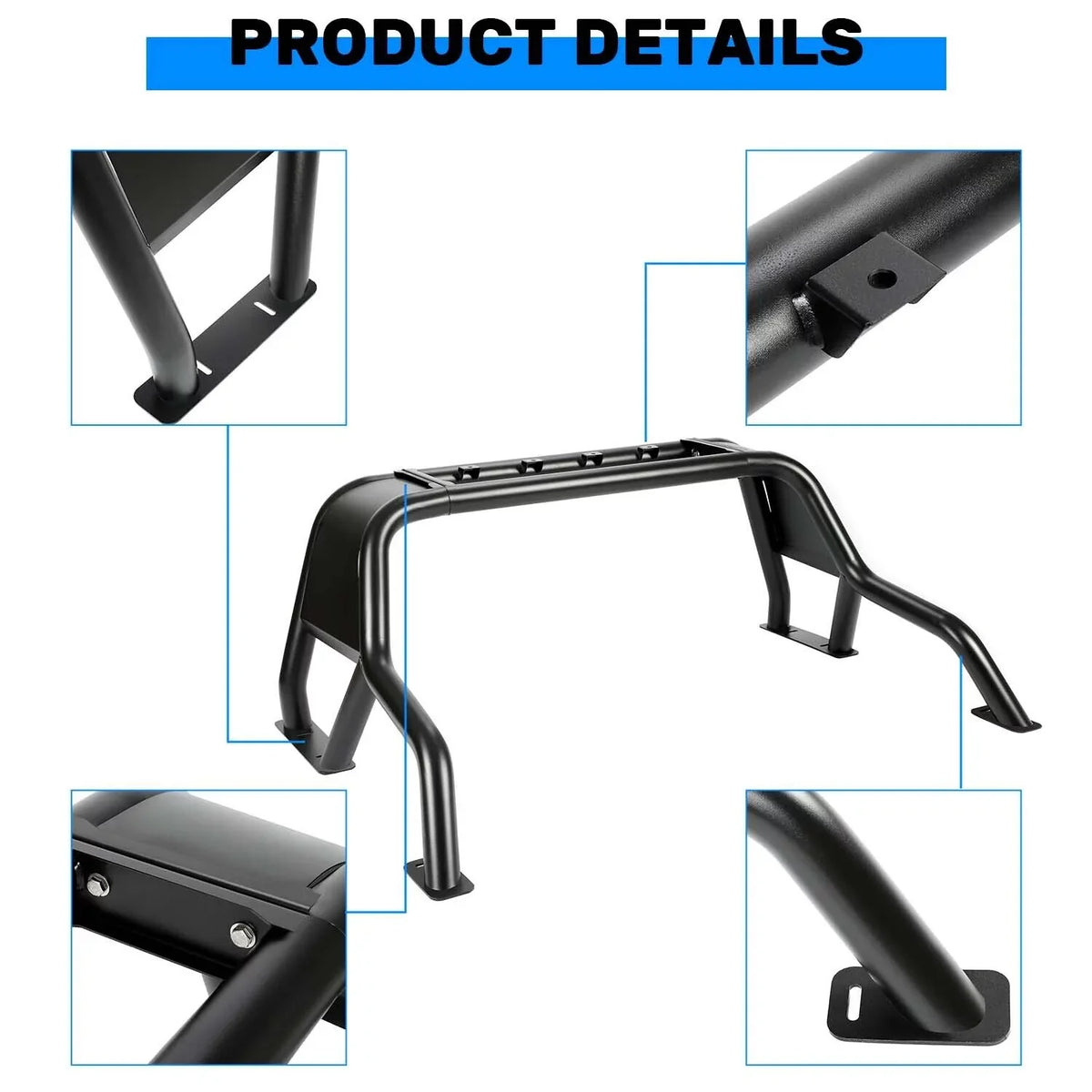 Head Black Roll 04-22 Cargo 1500 07-22 Ram Bar 1500 Tundra F-150 GMC for Dodge 1500 1500 KOJEM Sierra Bed Rack Chevrolet Ram Sport Silverado
