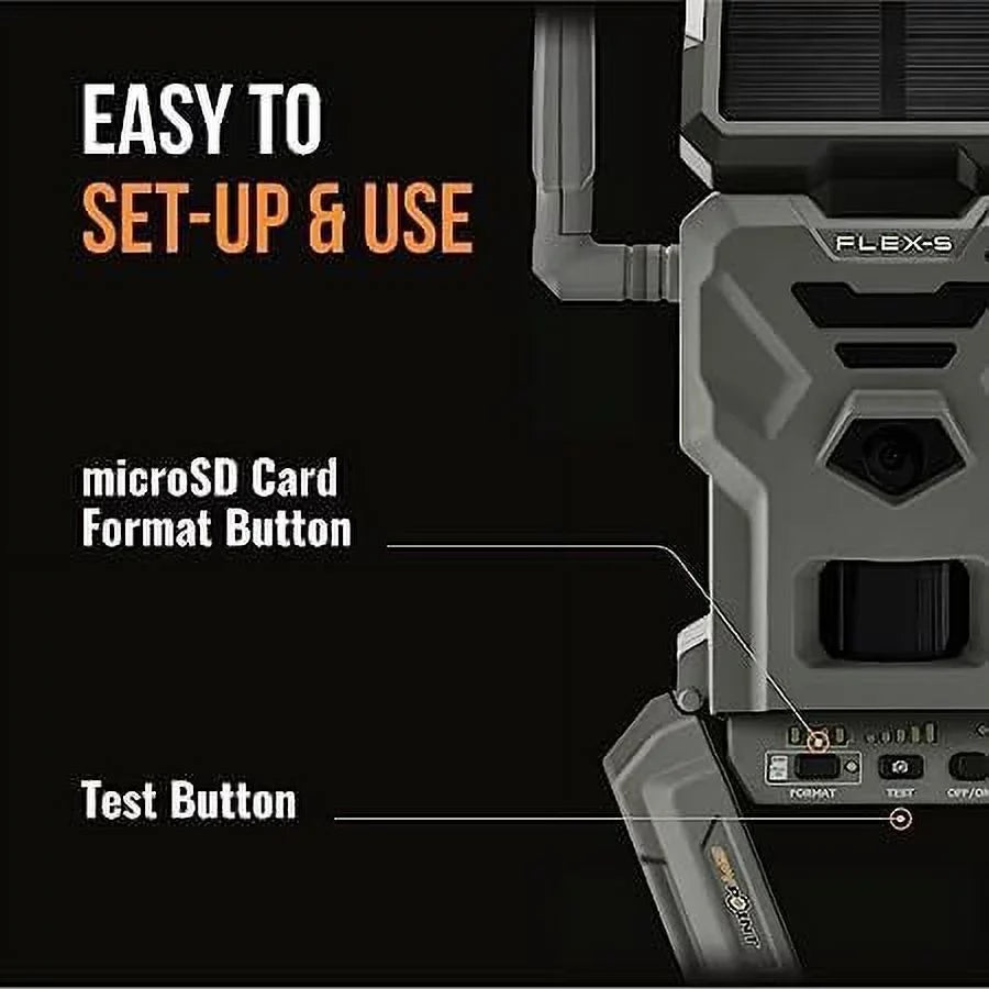 Solar 100-foot Camera, Solar Range, Cellular Battery, 32GB Battery Connectivity, Integrated Trail Panel, Flash/Detection Optional SD Backup Micro LTE Card Flex-S SPYPOINT Internal +