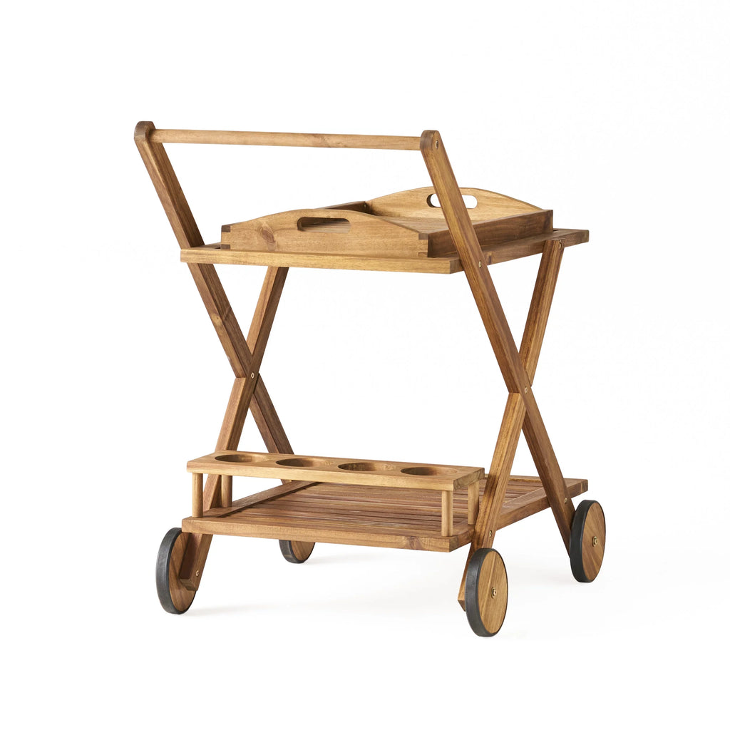 GDF Studio Indoor/exterior Acacia Tiered Bar Natural Kenilworth Wood Cart, 2