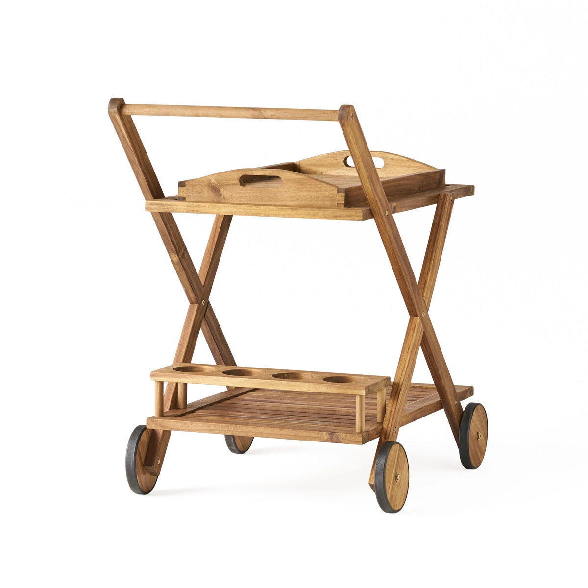 GDF Studio Indoor/exterior Acacia Tiered Bar Natural Kenilworth Wood Cart, 2