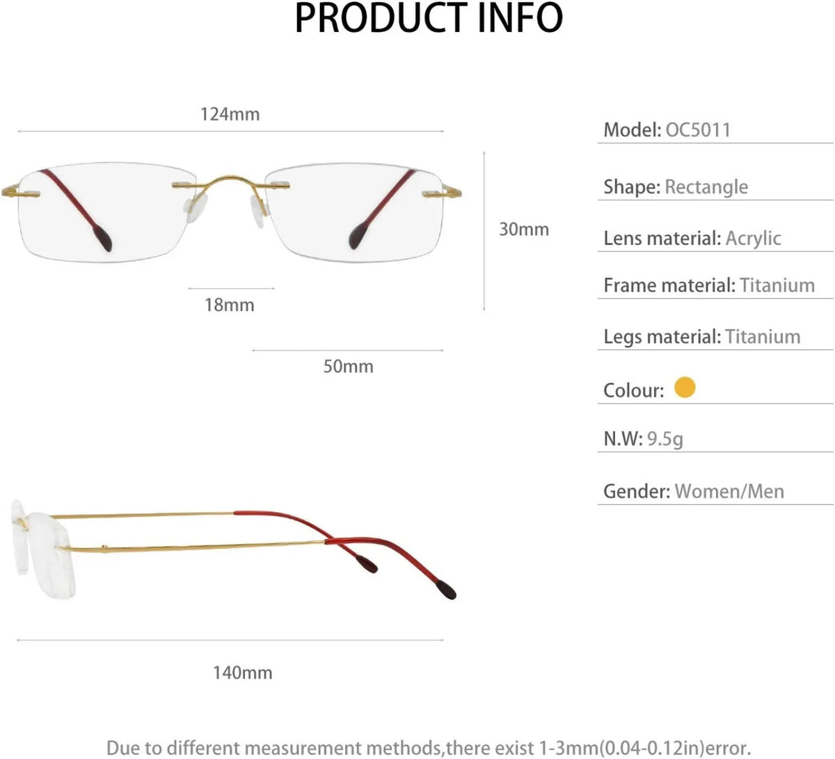 Reader 2.25 Trendy magnification For with Men 3.5 Frameless OCCI Glasses 1.25 2.0 Titanium 2.75 Clear 1.0 CHIARI 3.0 Women Lens 2.5 1.5 Reading 1.75 1.75