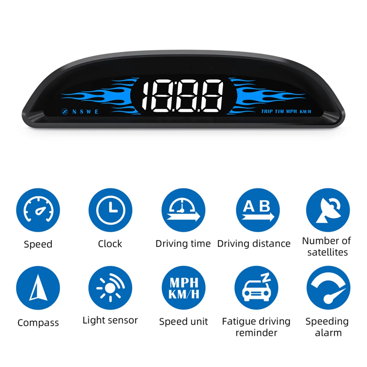 Vehicles, Speedometer, Alarm Overspeed Andoer Direction, Mileage, GPS Time, Head-up Display Navigation for