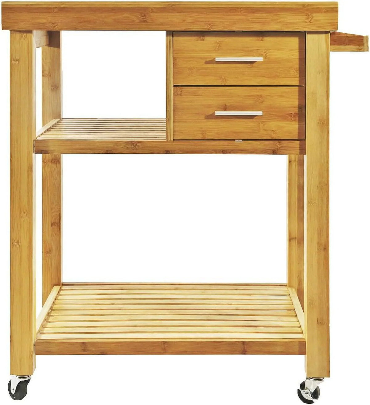 Cart Wheels, Food Cart Island Drawers Locking Towel Bamboo With On Casters, Trolley Shelves, Block Wood Prepping Kitchen Rack, Rolling Butcher