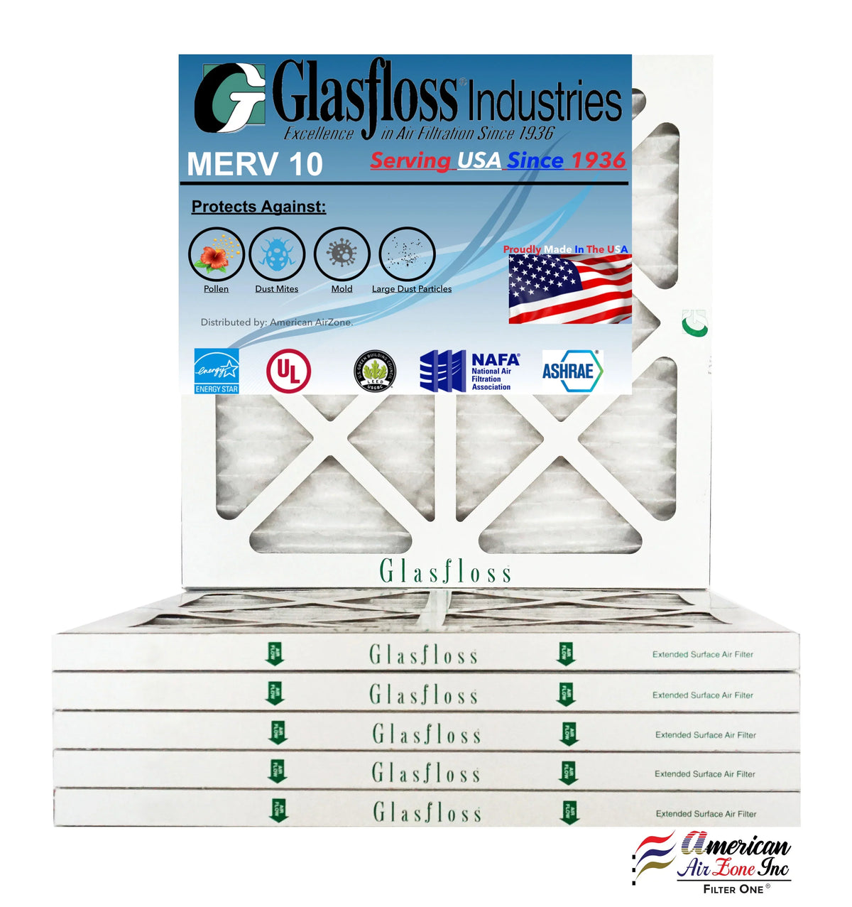 '- Filter 14.5x7/8 14.5 -Qty:6 Glasfloss x inch) 15x15x1 10 Air in - MERV - Made USA (Actual dimension: Furnace