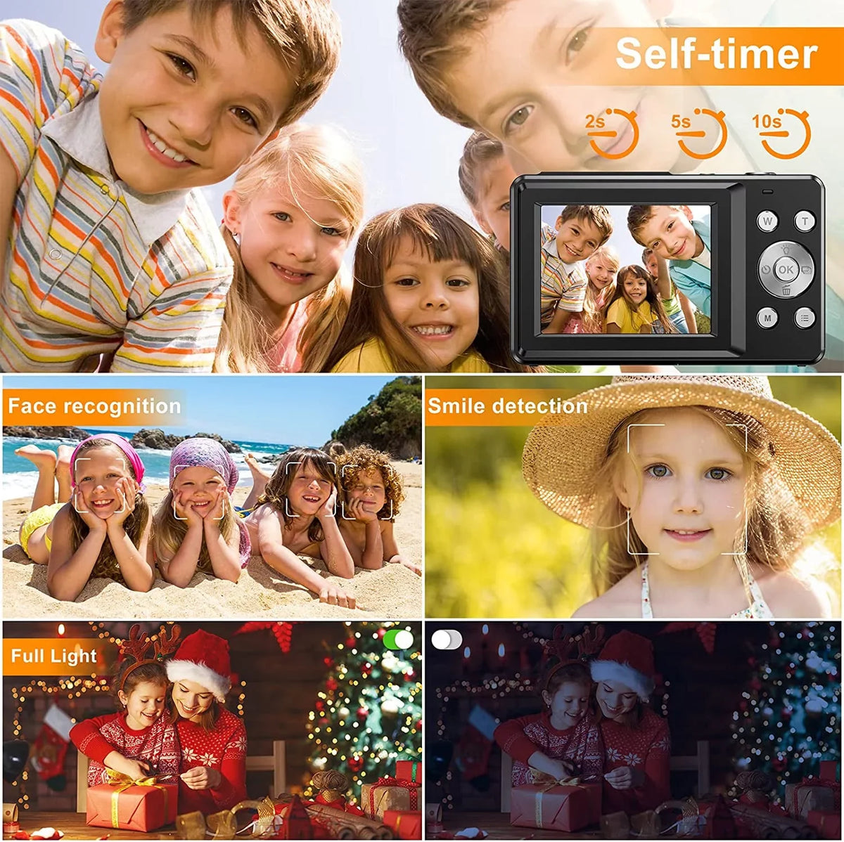 Video Digital 32GB Camera Digital SD FHD for Point Kids Zoom, Compact Camera 16X Digital with Camera, 1080P
