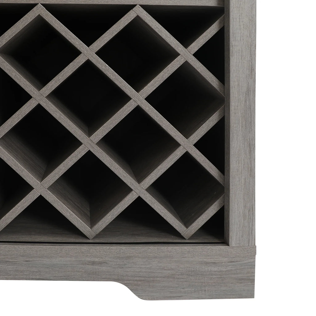 Glass Bar Gray Storage Table Rack,Large ABBSR Holder,Wine for Decor with Wooden Wine Cabinet
