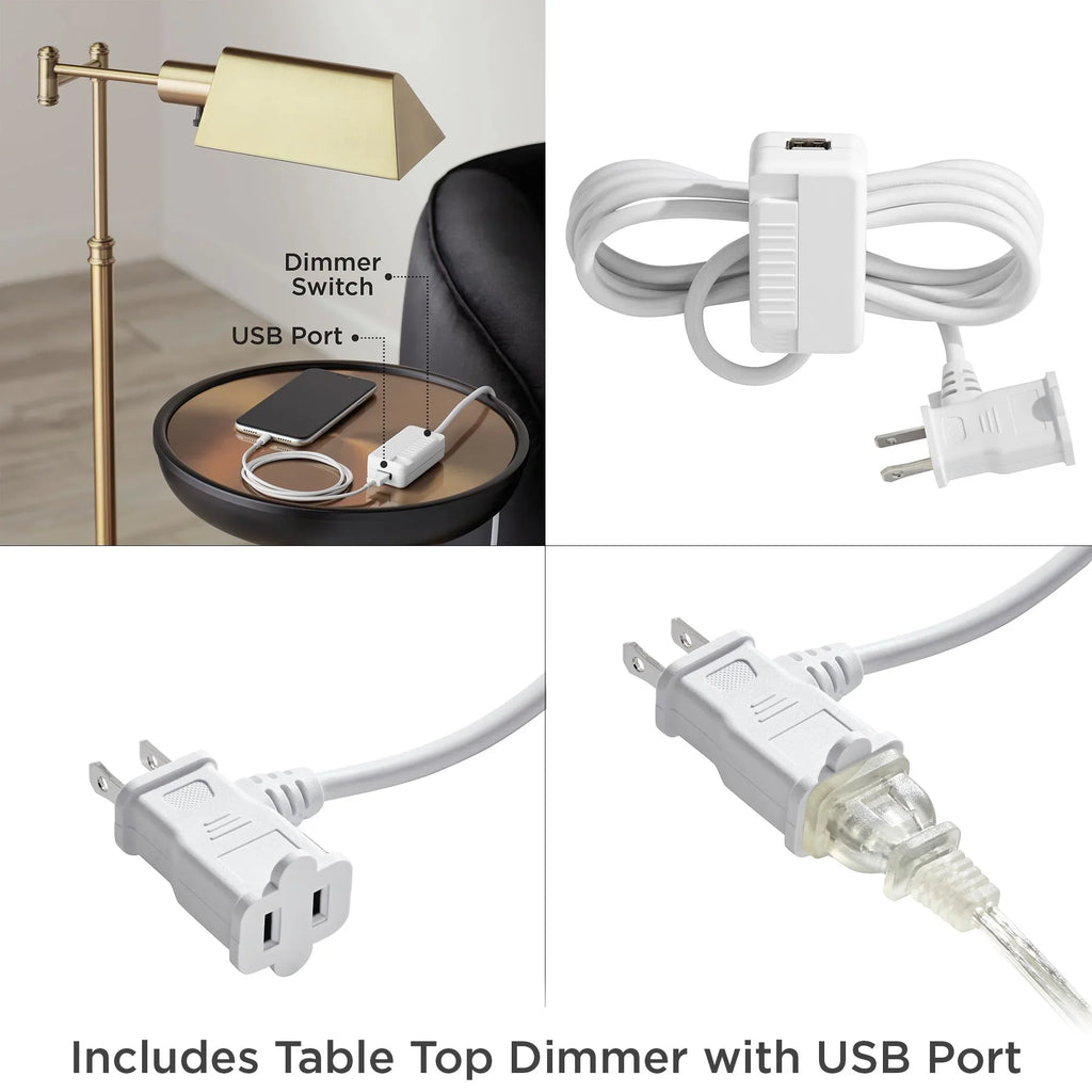 72" Charging with Modern Floor Lamp Room Reading for House White Port Lighting Drum Arc Tall 360 Living Nickel Shade Brushed USB