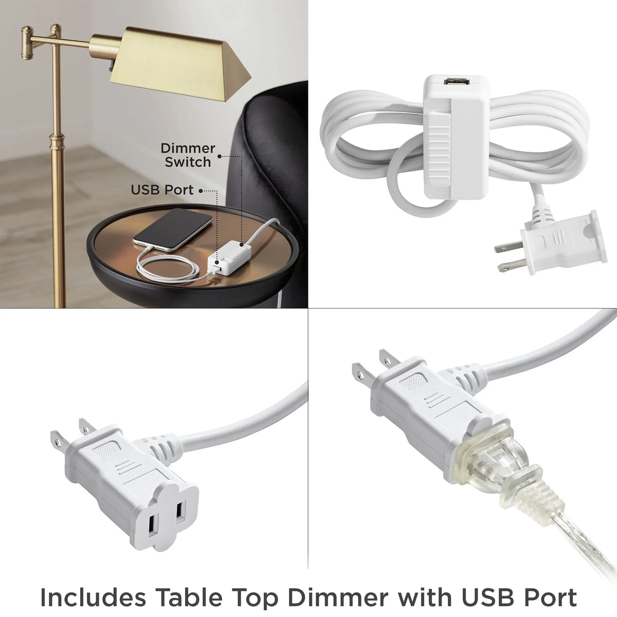72" Charging with Modern Floor Lamp Room Reading for House White Port Lighting Drum Arc Tall 360 Living Nickel Shade Brushed USB