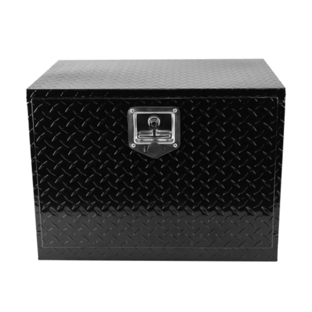 Black 24 Inch and 24"(24.2"×17.1"×17.9") Bed Organizer box Lock Tool Square + Aluminum Storage Toolbox + Waterproof Plated + Trailer Square Up - RV Aluminum Truck Box Pick Keys Stripes with Black