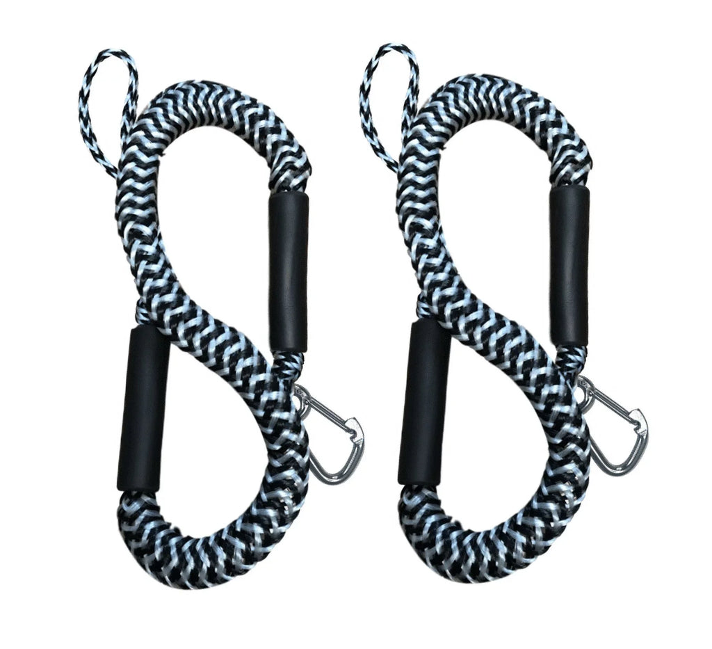 4'-5.5' Ski with Jet Pack liquid Bungee Mooring Pactrade Line PWC & (Black Kayak Fresh White) Hook Pontoon Marine Snap Use SS316 2 Salt Dock Boat and Rope