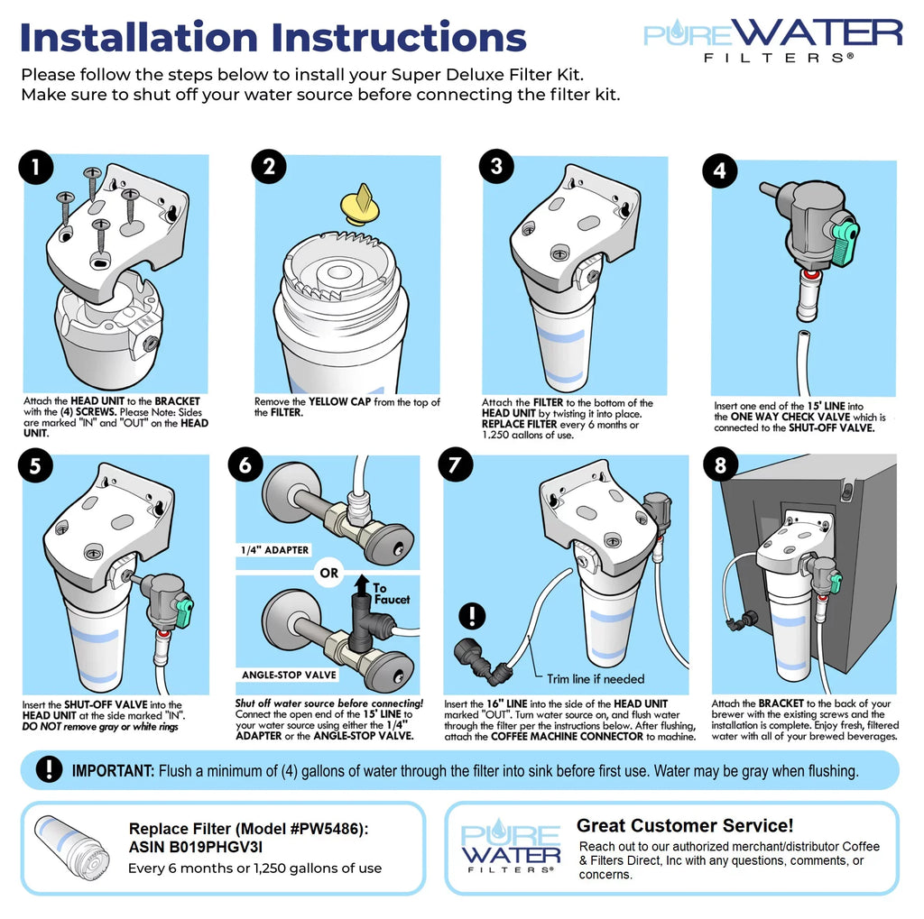 B3000, KQ8A K155P, liquid K4000 B3000SE, K3000, Models K3500, System Plumb Filter K3000SE, Hookup B150P, K2500, Line Kit Keurig For Direct for liquid K150P,