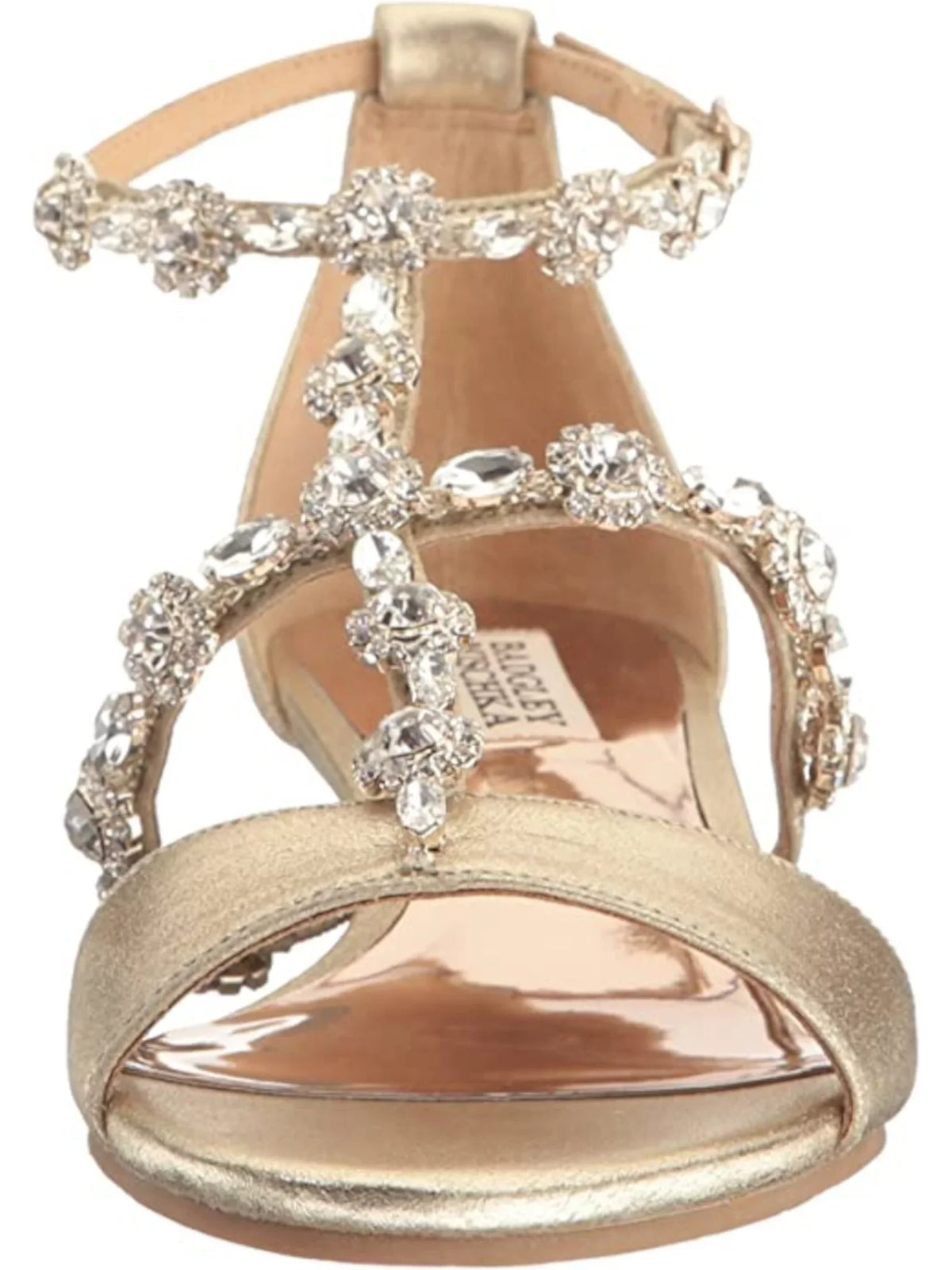 Embellished MISCHKA Womens Terry 9 Buckle Wedge Strap Ankle BADGLEY Leather Sandals Gold outfit