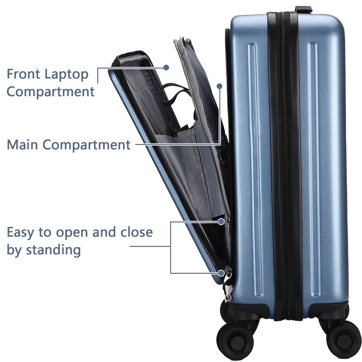 Expandle, Only Wheels, Blue with Laptop 65L, Set, 2 Lock Piece 37~41L + 20 & 20 Inch TSA 24 Ice Pocket with Front Lightweight & Spinner Suitcase 20/24 ABS+PC Luggage Inch Hardshell