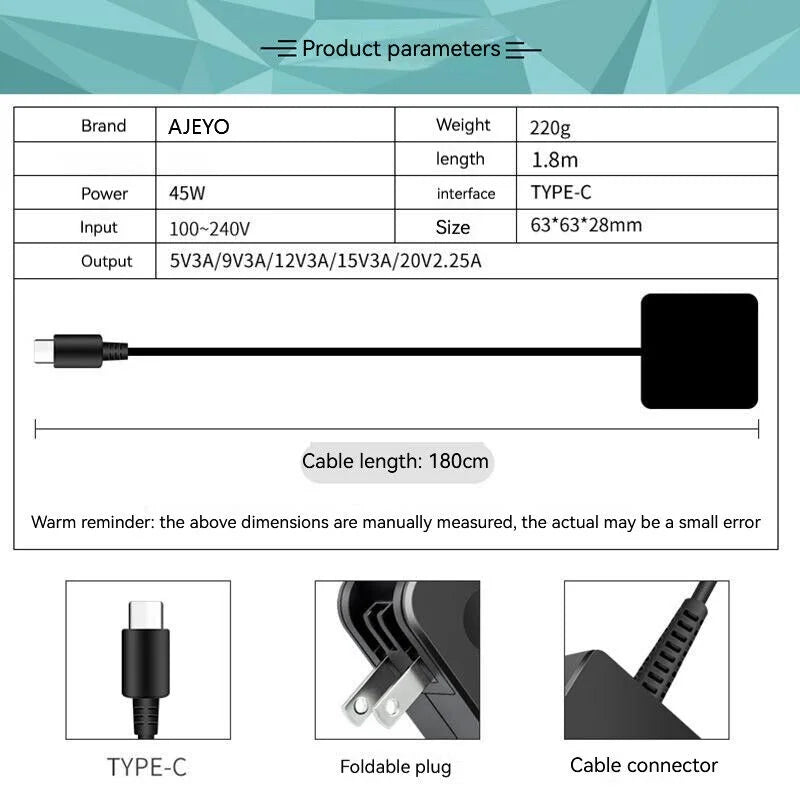 7212 Charger 2VP8G HDCY5,7289 7275 3380,12 7390 7285,4RYWW 2.25A CDH54 AC 2YKOF 7389 5290 7390 3390 5289 3380 5320 for 5495 5490 20V 7370 7285 Laptop 0P51H T17G 13 5590 Type-C 7350 P29S Adapter