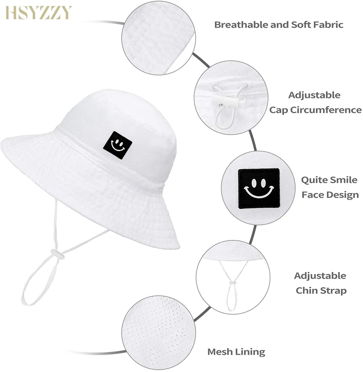 Bucket Smile boy Adjustable hat Face Cap for Nice Beach Girl Toddler Baby hat Sun Protective Baby Hat 50+ UPF Sun