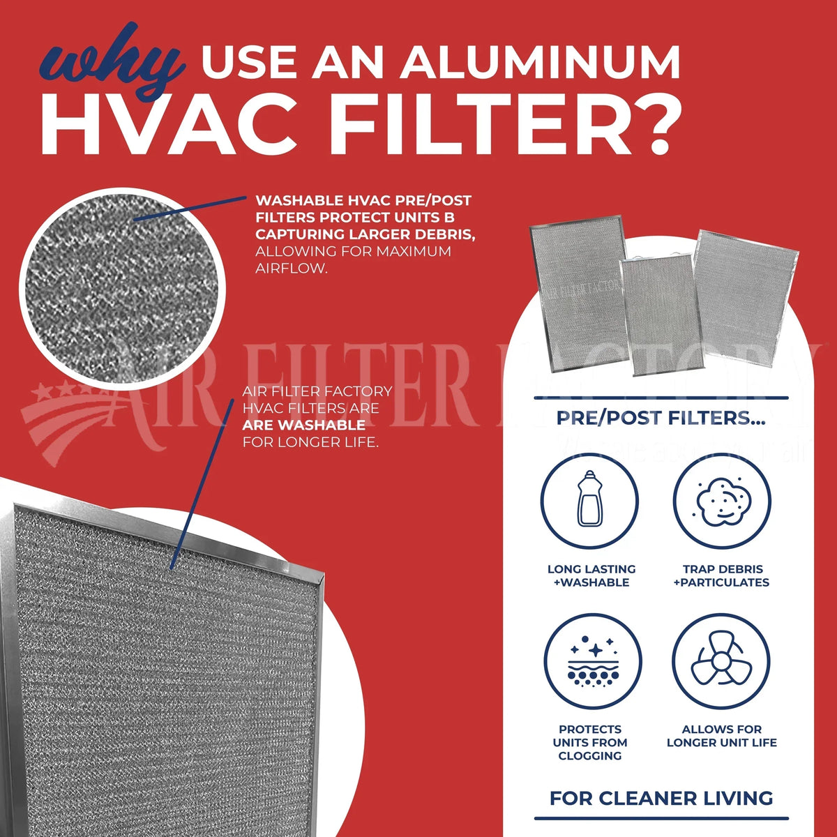 Trion Air Factory 123324‐004, Furnace By HVAC TRN123324004 Filter 2-Pack 123324004, Compatible Aluminum Filters with Pre/Post