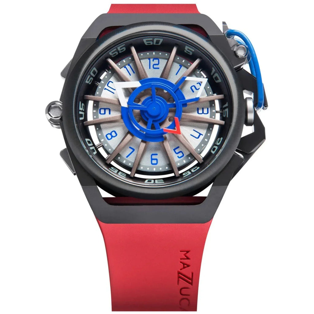 Automatic Twin Watch Adult Reversible White Dial Men for Black Rim Sport - Chronograph Mazzucato
