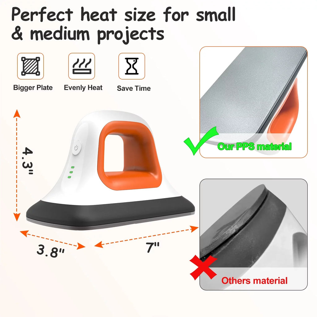 Heat Transfer Mini Hat * Iron Heating Orange Fast for with Press Portable in T-Shirt Machine Bags, 3.8" Machine Clothes 7" Heat