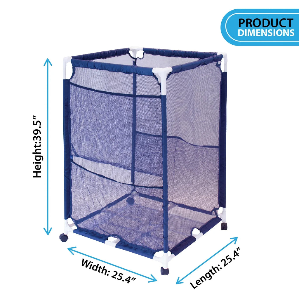 Pool X Storage Rolling x PBFT-1513 Organizer Bin, 25.4" Equipment (25.4" design PB-M200, 40" L Mesh H) - Medium, Pool W Pool Bins Blue,