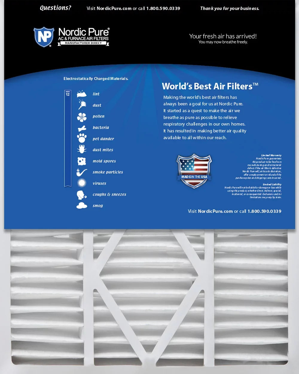 12 MERV Filter Replacement 16x25x5 Goodman/Carrier/Amana 1 Pack (5.25) Air 1/4