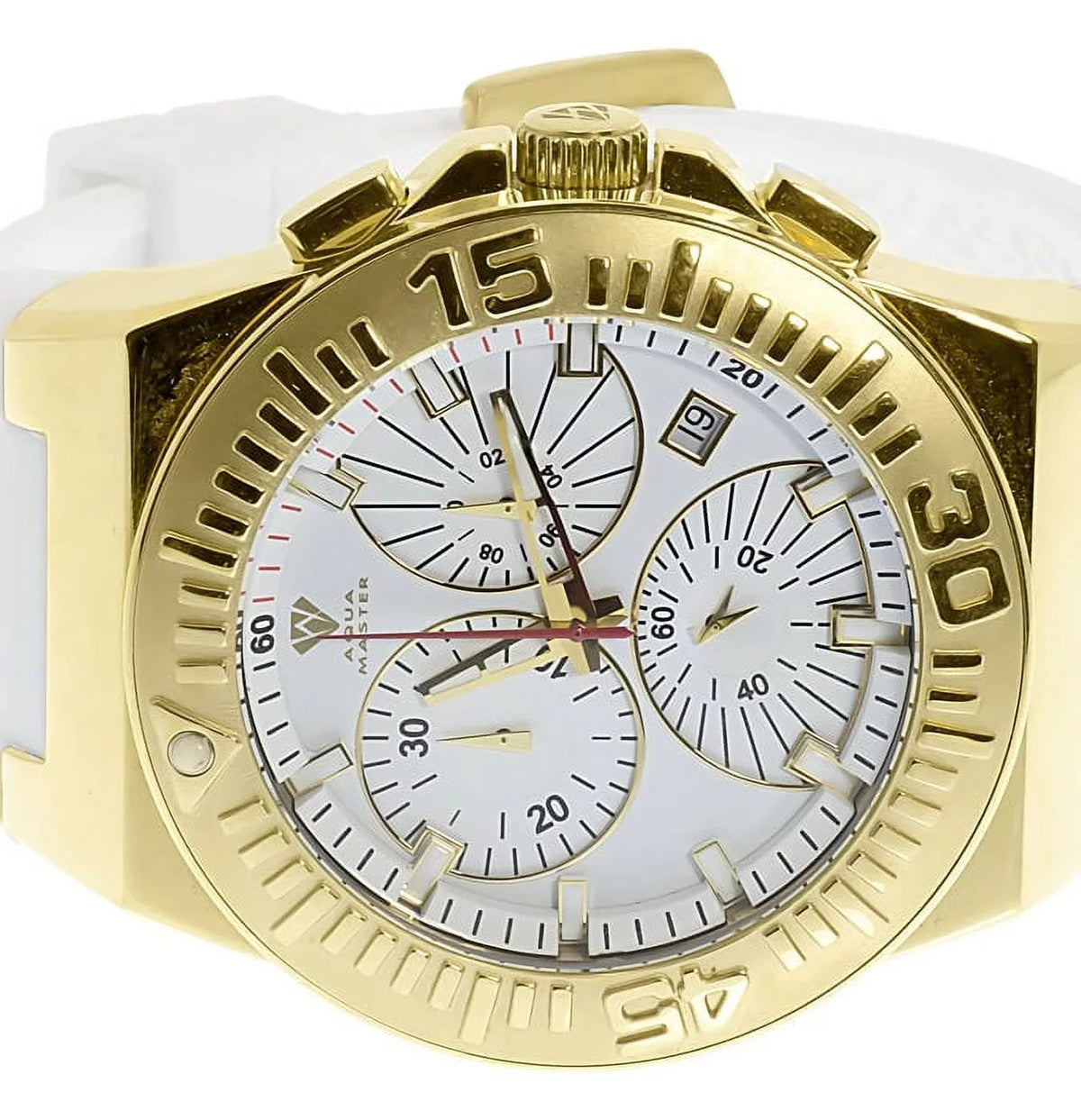 Silicone Gold Band Tone Jojo 49mm Mens Watch Rodeo Chronograph White Joe