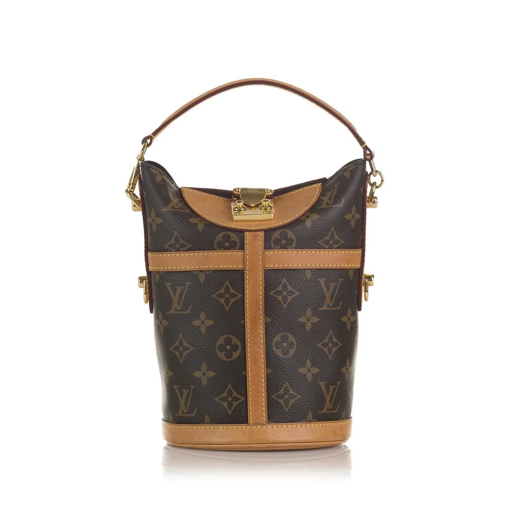 Authenticated Bag Monogram Pre-Owned Bucket DrawstringBag Brown Canvas Unisex Duffle
