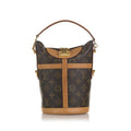 Authenticated Bag Monogram Pre-Owned Bucket DrawstringBag Brown Canvas Unisex Duffle