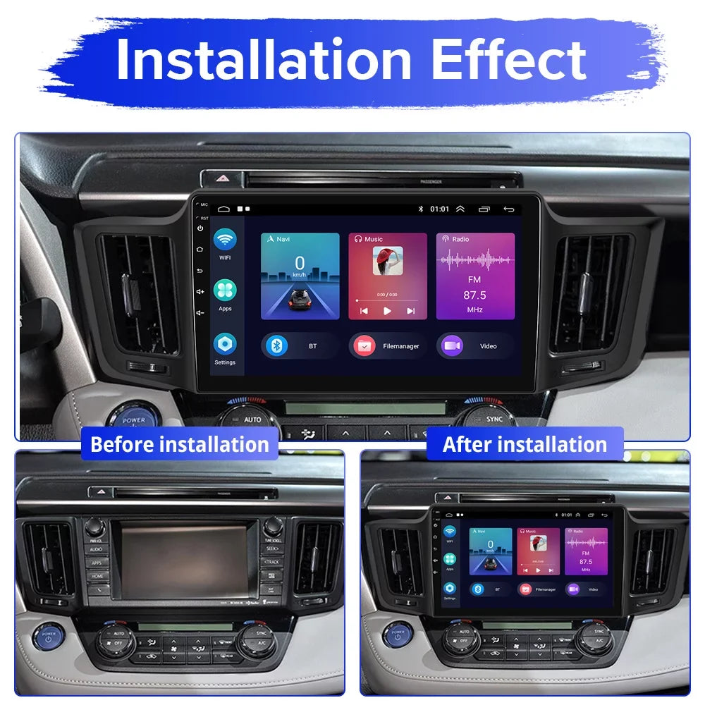 WIFI Android Mirror GPS Bluetooth, RAV4 Radio Camera Backup AHD 2+32G HD 1080P Auto Wireless 12 2013-2019 Stereo Touchscreen Carplay Car FM Podofo Android Link 10'' for