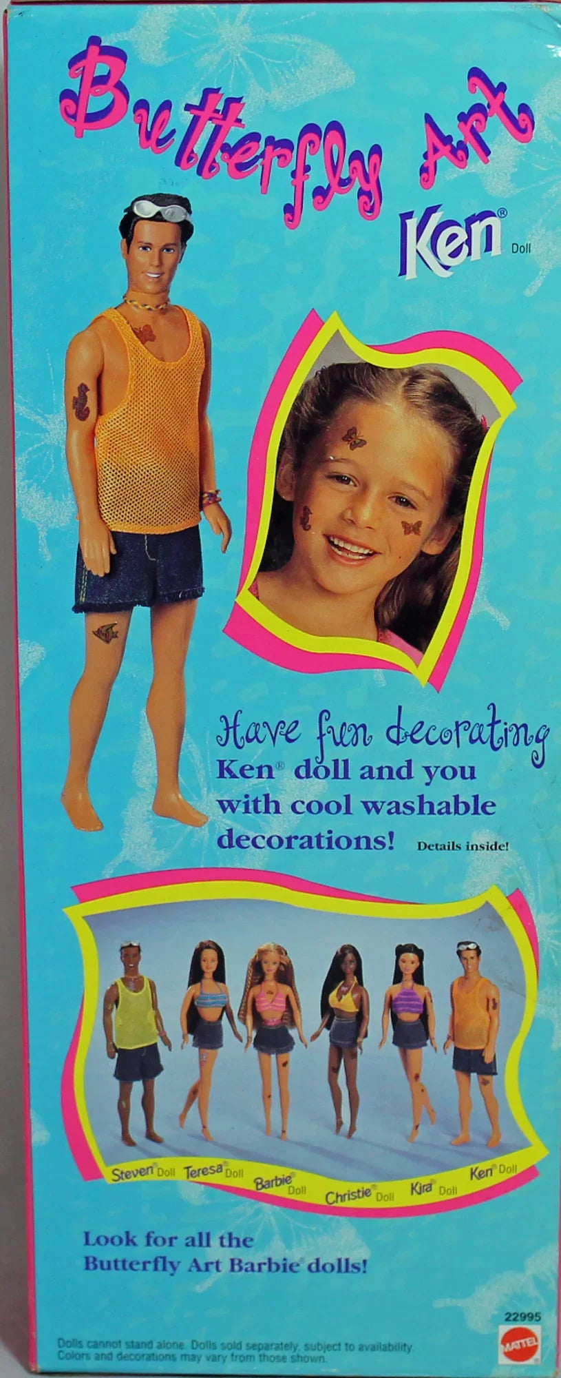 (22995) 1998 Art Butterfly NRFB, Ken Non-Mint Barbie, Box