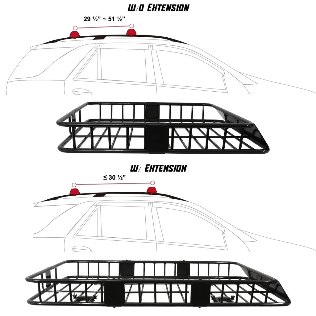 64" Rack Cargo Luggage Carrier Roof Basket SUV Extendable Teledu Steel Truck Top