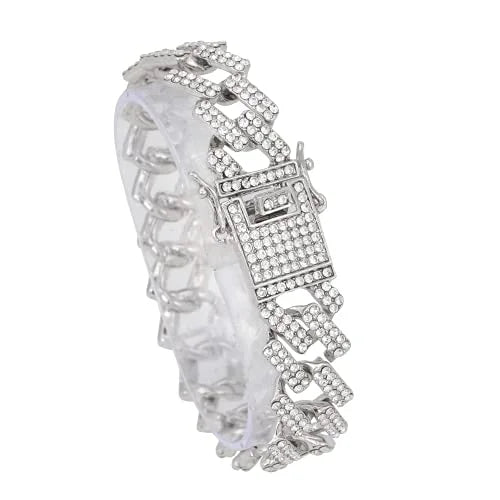 Set Wristwatch Set - (24") The Raymond Iced Cross Bracelet & Choose Shiny Tennis Out Be Out Quartz 3pc Necklace Cuban SLV ZZ Mens Luxury w/Diamond Blinged - Charles Lit Dial ST10327AR Matching