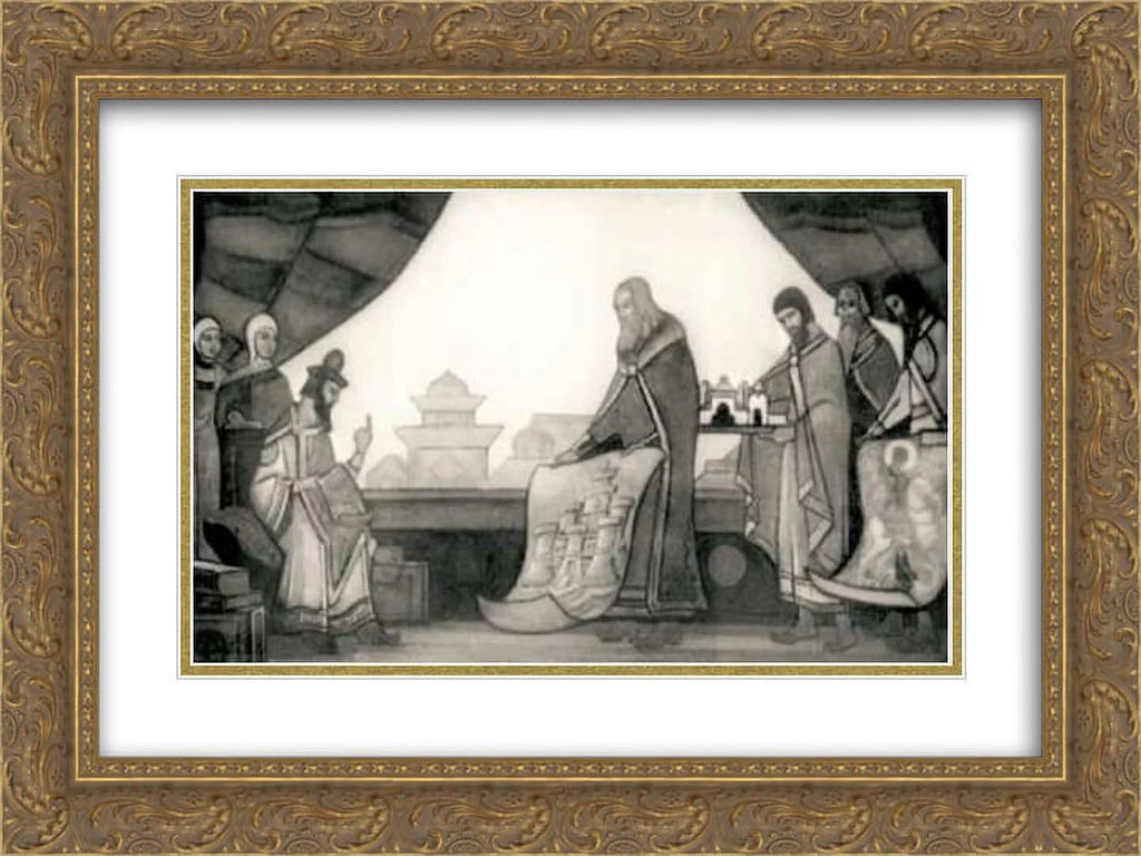 Kiev' 2x for Nicholas Ornate Framed Print Matted 'Yaroslav glad 24x18 Art Roerich is Gold