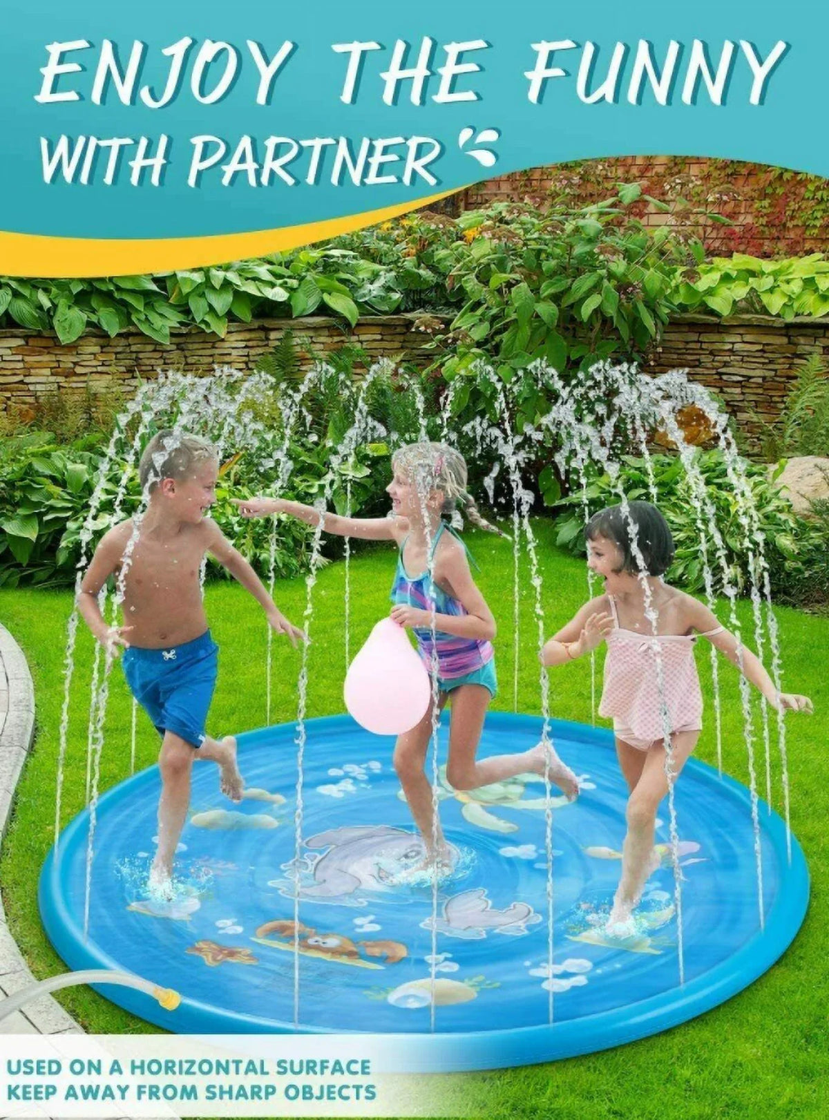 Mat Summer Sprinkler liquid Kids Play Inflatable Game 68" Splash exterior Pad