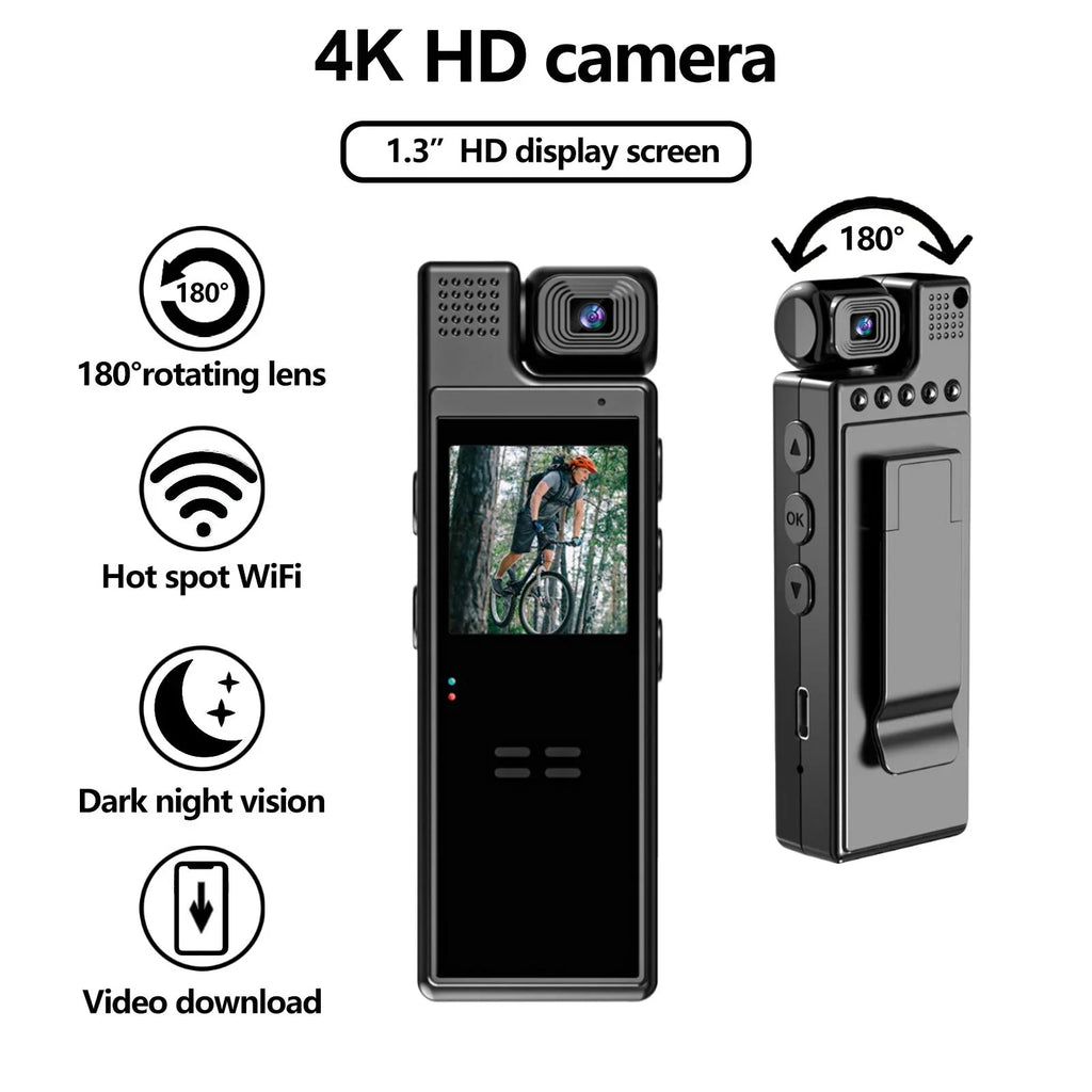 Life, with Vision 180°Lens Document Recording, Rotatable, Camera Day Video and WiFi, Screen, Audio Battery Hour Your 6 Night GoolRC TFT Body 1.3in