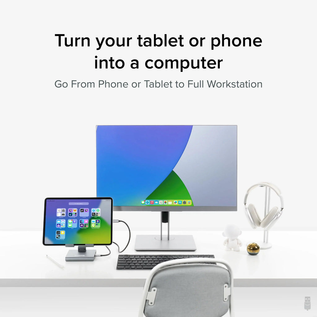 HDMI, SD, USB, Compatible Pass-through Station Hub, USB-C 100W USB-C 2x Stand, Windows, Docking for and Audio, USB C iPad Plugable with 8-in-1 and Phones, Tablets iPadOS, Charging with 1x