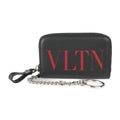 with Garavani zipper round key TY2P0P24LVN black metal silver fittings case red Valentino ring coin Pre-Owned leather New) (Like purse