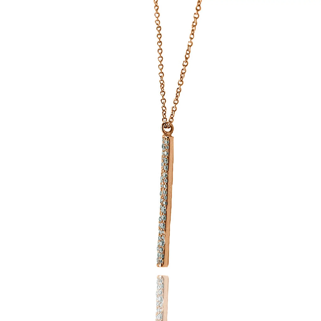 Pendant Necklace Cubic Zirconia for Bar Plated Box Blue Vertical Women, Gold Teens Inc Rose Accented Boutique