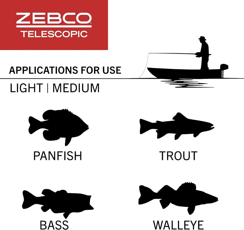 dimension and Spinning Zebco Fishing 33 Reel Silver/Black Rod Rod, 6-Foot 30 Reel, Combo, Telescopic