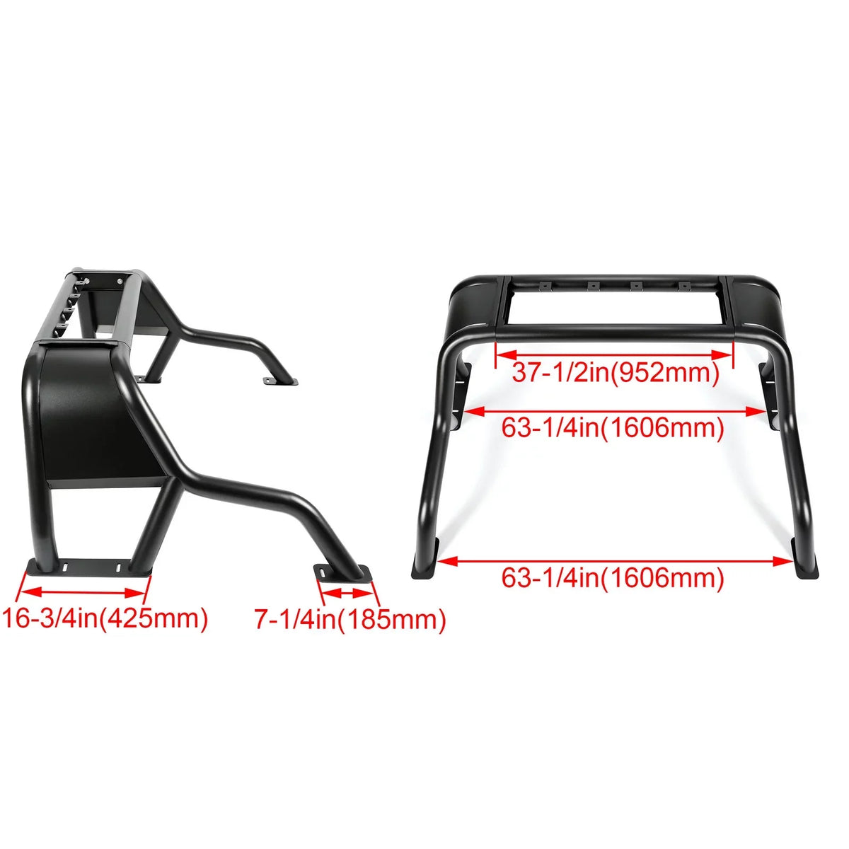 Head Black Roll 04-22 Cargo 1500 07-22 Ram Bar 1500 Tundra F-150 GMC for Dodge 1500 1500 KOJEM Sierra Bed Rack Chevrolet Ram Sport Silverado