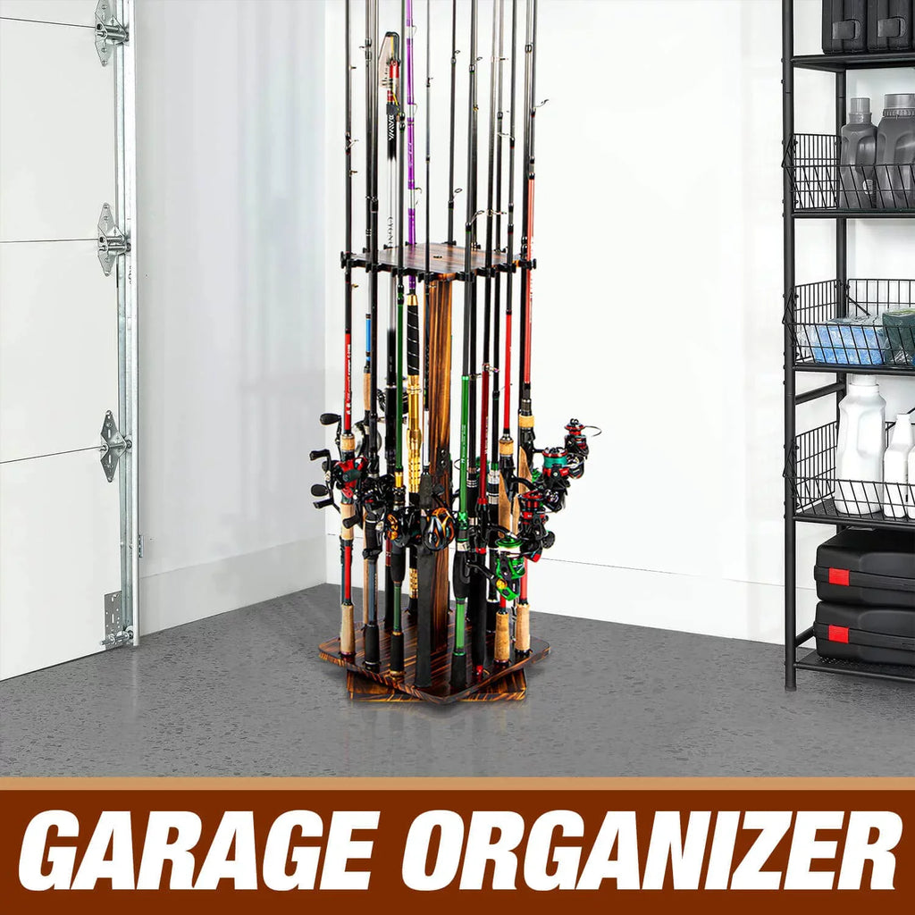 Rods 16 Holders Rotating to 360 Garage Wood Ghosthorn , Men Pole Holds Fishing for up Rod Degree Gifts for Fishing